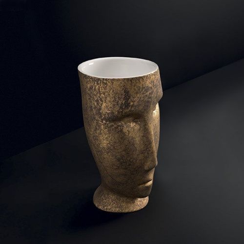 Раковина из сантехнического фарфора Kerasan Artwork 474060 50х50 напольная цвет белый/золото без отверстий под смеситель