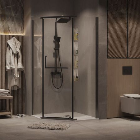 Душевой уголок Grossman Pragma 302.K33.03.9090.42.00 90х90 стекло прозрачное профиль графит без поддона