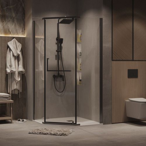 Душевой уголок Grossman Pragma 302.K33.03.1010.42.00 100х100 стекло прозрачное профиль графит без поддона - фото 3