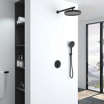 Душевая система Vincea Inspire VSFW-3I22MT2MB встраиваемая в стену цвет черный с термостатом