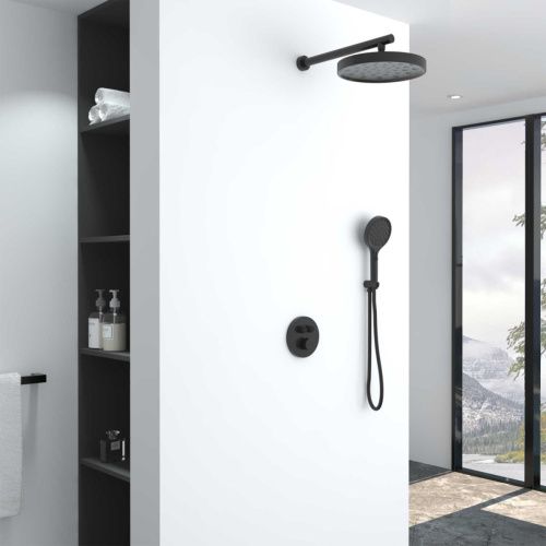 Душевая система Vincea Inspire VSFW-3I22MT2MB встраиваемая в стену цвет черный с термостатом