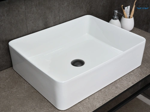 Раковина керамическая Gid Geométrico 51236 50х40 накладная цвет белый без отверстий под смеситель - фото 5