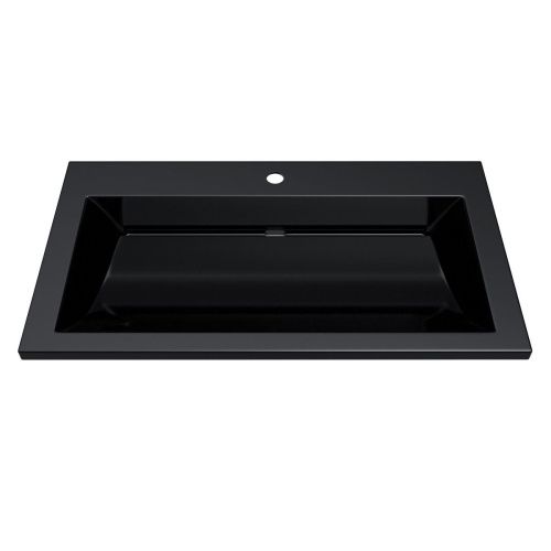 Раковина из искусственного камня Uperwood Infinity RInfinity80bg 80х50 полувстраиваемая цвет черный - фото 3