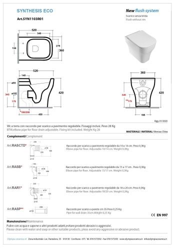 Чаша унитаза приставная Olympia Sinthesis Eco SYN1103R23 цвет черный без сиденья безободковая - фото 2
