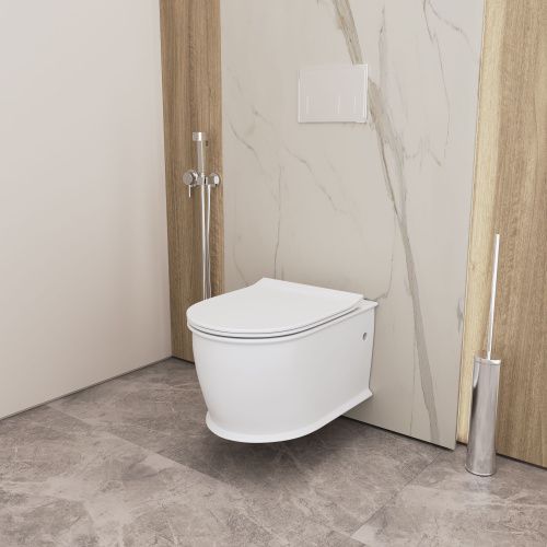 Унитаз подвесной Grossman Retro GR-4482MS белый с сиденьем микролифт безободковый каскадный смыв - фото 5