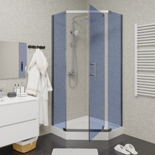 Душевой уголок Parly Z9011 90х90 стекло с рисунком профиль хром с поддоном - фото 2