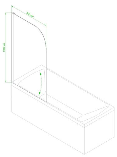 Душевая шторка на ванну Royal Bath BV RBBV814 80х150 стекло рифленое профиль хром ориентация правая - фото 2