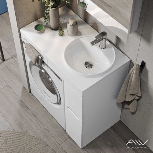 Тумба с раковиной Alavann Cosmetic ALV1038000 90х50 напольная цвет белый - фото 2