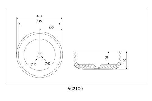 Раковина керамическая Abber BEQUEM AC2100 50х50 накладная цвет белый без отверстий под смеситель - фото 4