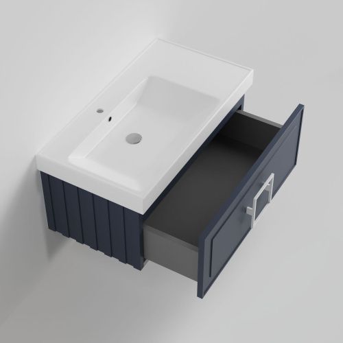 Тумба с раковиной La Fenice CUBO NFNC-01-CUB-BG-90-2-90L 90х50 подвесная цвет синий - фото 2