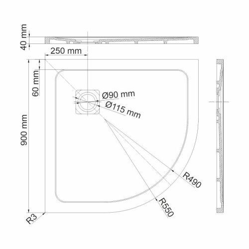 Душевой поддон из искусственного камня Wasserkraft Rhin 44T 44T01 90х90 белый - фото 3