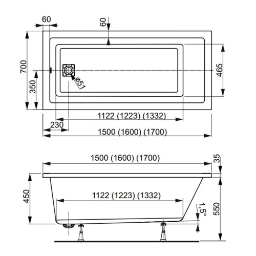 Ванна акриловая Vagnerplast Cavallo VPBA170CAV2X-04 170х75 пристенная прямоугольная без каркаса - фото 2