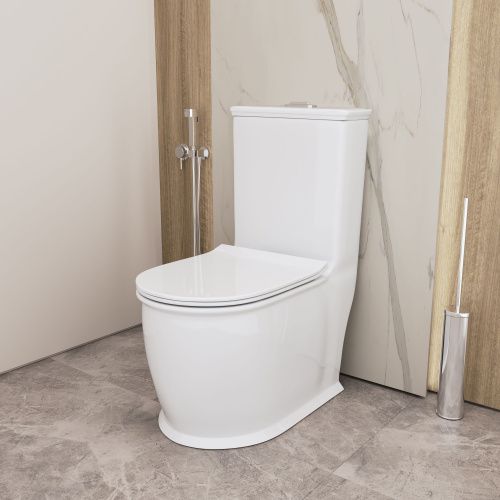 Унитаз напольный с бачком Grossman Retro GR-4492S белый с сиденьем безободковый каскадный смыв - фото 5