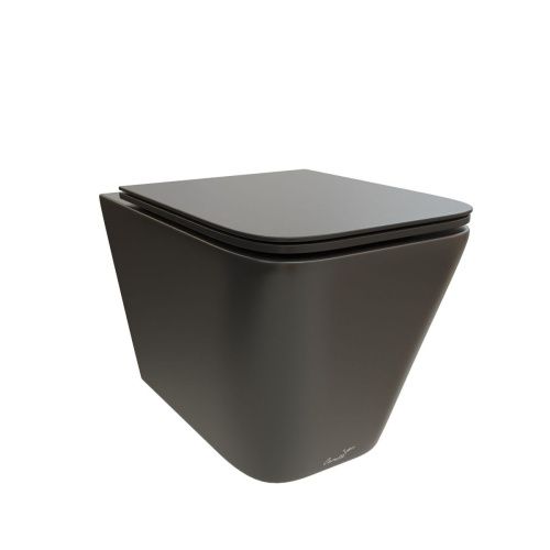 Унитаз подвесной Cerutti SPA CT9163 черный с сиденьем микролифт безободковый каскадный смыв - фото 4