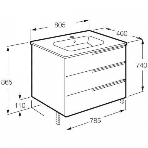Тумба под раковину Roca Victoria Nord Ice Edition ZRU9302835 80х50 напольная цвет белый - фото 3