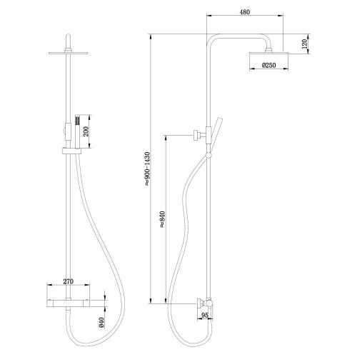 Душевая стойка Abber AF8160GL настенная цвет золото с термостатом - фото 3