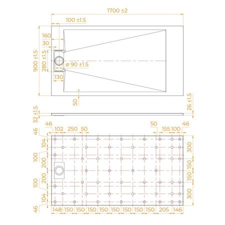 Душевой поддон из стеклопластика RGW SMC 553702917-01 170х90 белый