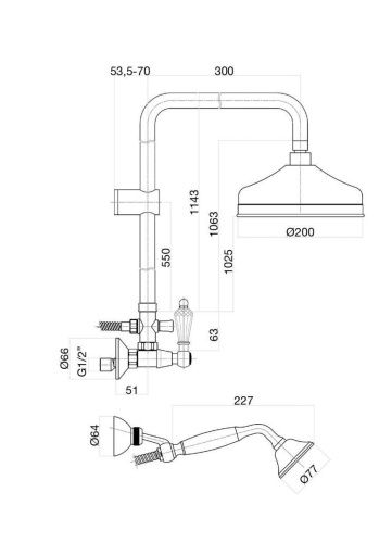 Душевая стойка Fiore 08OO0620 настенная цвет золото - фото 3