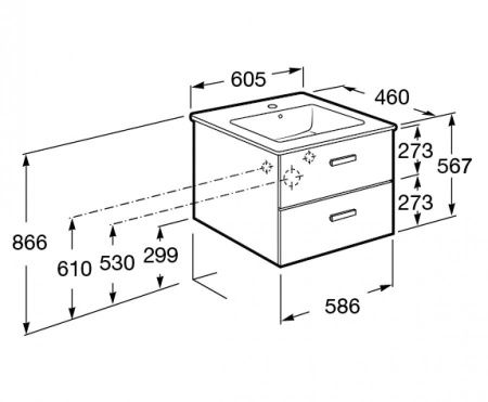 Тумба под раковину Roca Victoria Nord ZRU9000028 60х50 подвесная цвет белый