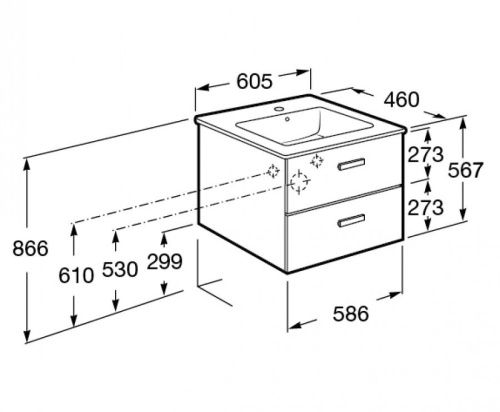 Тумба под раковину Roca Victoria Nord ZRU9000028 60х50 подвесная цвет белый - фото 2