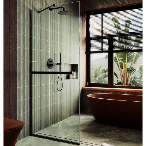 Душевая перегородка Maybah Glass MGD-708-6у 110х195 стекло прозрачное профиль черный