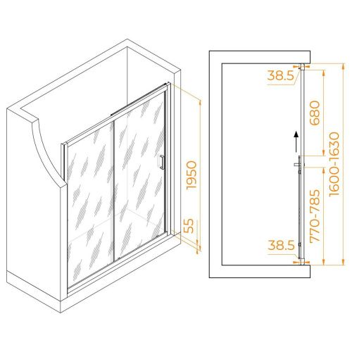 Душевая дверь RGW Passage 350801616-11 160х195 стекло прозрачное профиль хром - фото 3