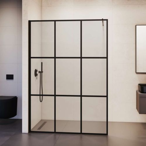 Душевая перегородка RGW Walk In 35101100-84 100х200 стекло с рисунком профиль черный - фото 3