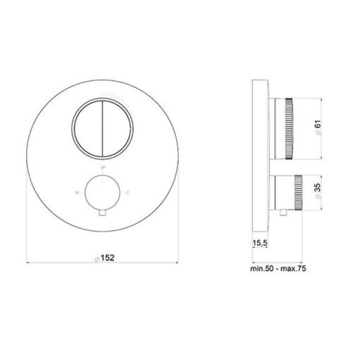 Смеситель для душа Almar Core E176632.MB встраиваемый в стену черный (внешняя часть) с термостатом - фото 2