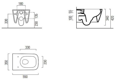 Чаша унитаза подвесная GSI Nubes 961511_УЦ/2 цвет белый без сиденья безободковая душевой смыв (раковина в эмали на примыкании к стене) - фото 4