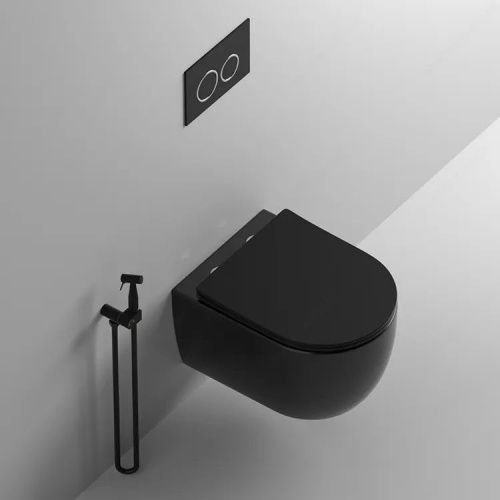 Унитаз подвесной Cerutti SPA CT9239 черный с сиденьем микролифт безободковый каскадный смыв