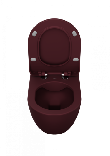 Чаша унитаза подвесная Creavit Free FE322-00BR00E-0000 цвет бордовый без сиденья смыв торнадо - фото 3