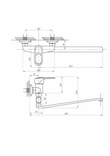 Смеситель для ванны и душа FAUZT FZs-614-117 настенный хром - фото 4
