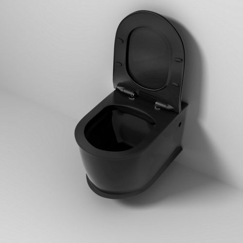 Унитаз подвесной Grossman Retro GR-4482BMS черный с сиденьем микролифт безободковый каскадный смыв - фото 4