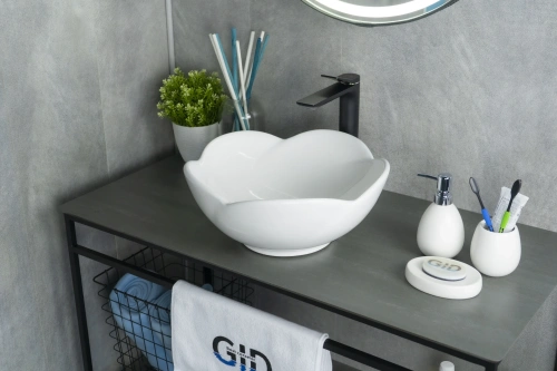 Раковина керамическая Gid Esfera 51162 40х40 накладная цвет белый без отверстий под смеситель - фото 2