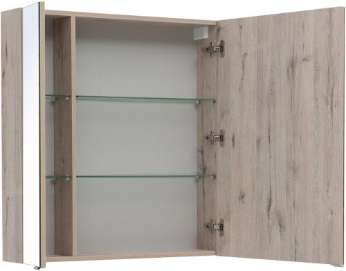 Комплект мебели: тумба с раковиной + зеркало-шкаф Aquanet Алвита New 00274202 80х50 подвесной цвет коричневый - фото 3