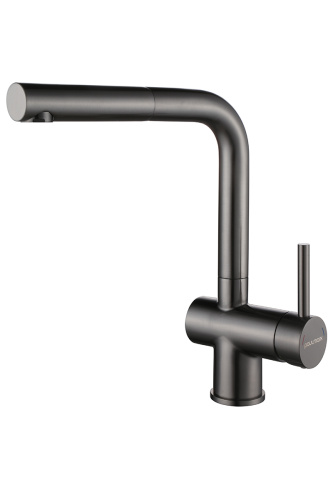 Смеситель для кухни Paulmark DOSSE Do214418-GM на мойку вороненая сталь