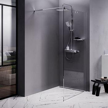 Душевая перегородка Am.Pm Func W84WI-100-F1-MTE 100х200 стекло прозрачное профиль хром