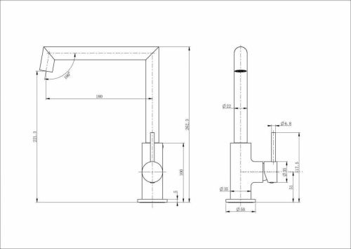 Смеситель для кухни Wonzon & Woghand WW-L1005-CR на мойку хром - фото 2