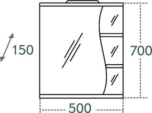 Зеркало-шкаф СанТа Волна 101005 50х70 подвесной цвет белый - фото 3