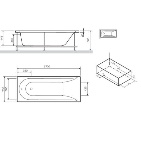 Экран для ванны Am.Pm Spirit W72A-170-070W-P2