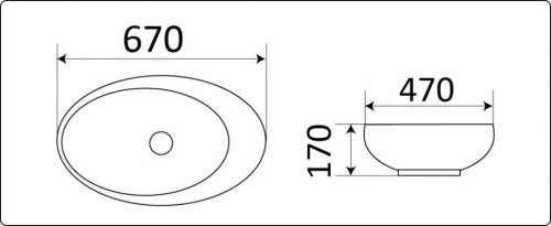 Раковина из сантехнического фаянса CeramaLux 7807-1 70х50 накладная цвет белый без отверстий под смеситель - фото 2