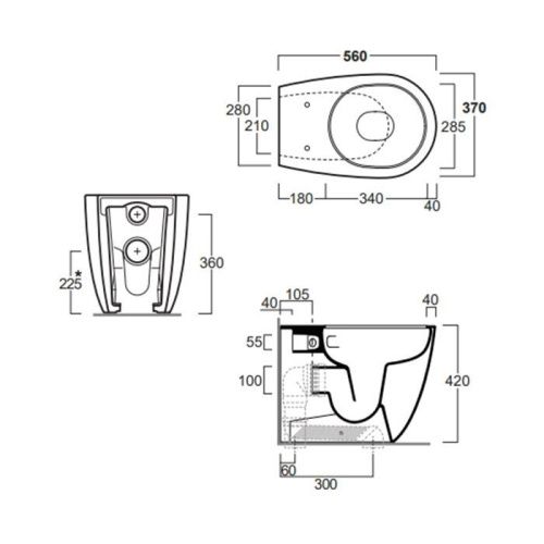 Чаша унитаза приставная Simas Vignoni VI01VERTbi цвет белый без сиденья безободковая смыв торнадо - фото 2
