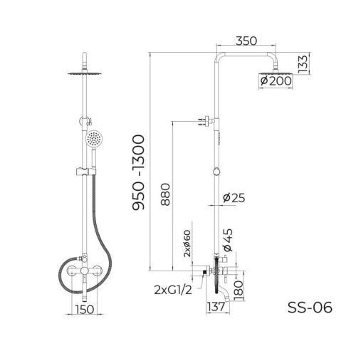 Душевая стойка Knotlor SS-06 настенная цвет серый - фото 3