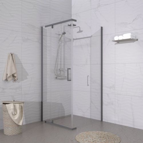 Душевой уголок Тритон Терра-Графит Щ0000073937 90х90 стекло прозрачное профиль хром без поддона - фото 5