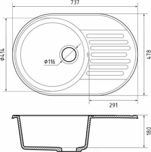 Кухонная мойка Granfest Quarz 18 песочный 75х50 цвет бежевый поверхность матовая - фото 3