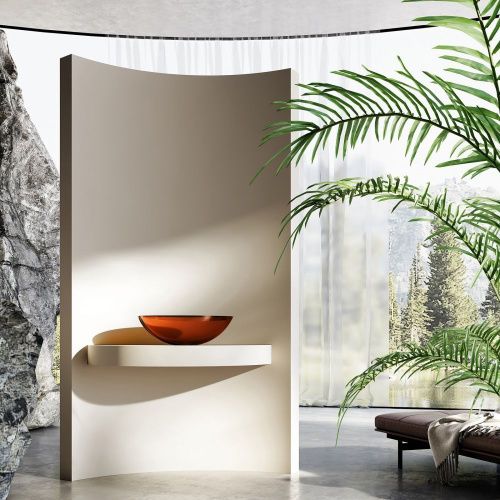 Раковина из полиэфирной смолы Abber KRISTALL AT2802Opal 50х40 накладная цвет коричневый без отверстий под смеситель - фото 3