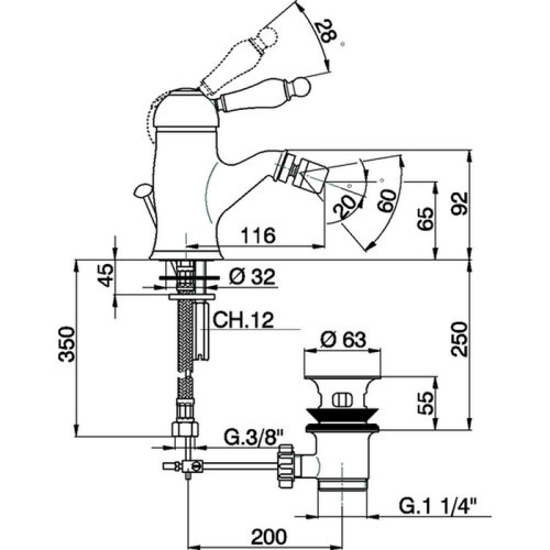 Смеситель Cisal Arcana Empress EM00055027 на биде бронза - фото 2