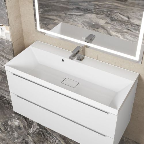 Раковина из литьевого мрамора Uperwood Classic New 291021041 100х45 полувстраиваемая цвет белый - фото 3