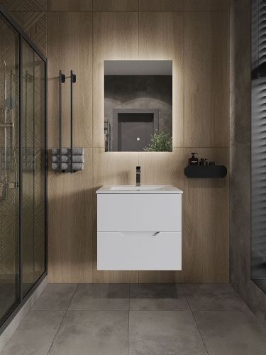 Тумба с раковиной Orange Line Li-60Tuw+Ra 60х50 подвесная цвет белый - фото 4