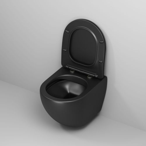 Унитаз подвесной Grossman Color GR-4455BMS черный с сиденьем микролифт безободковый каскадный смыв - фото 4